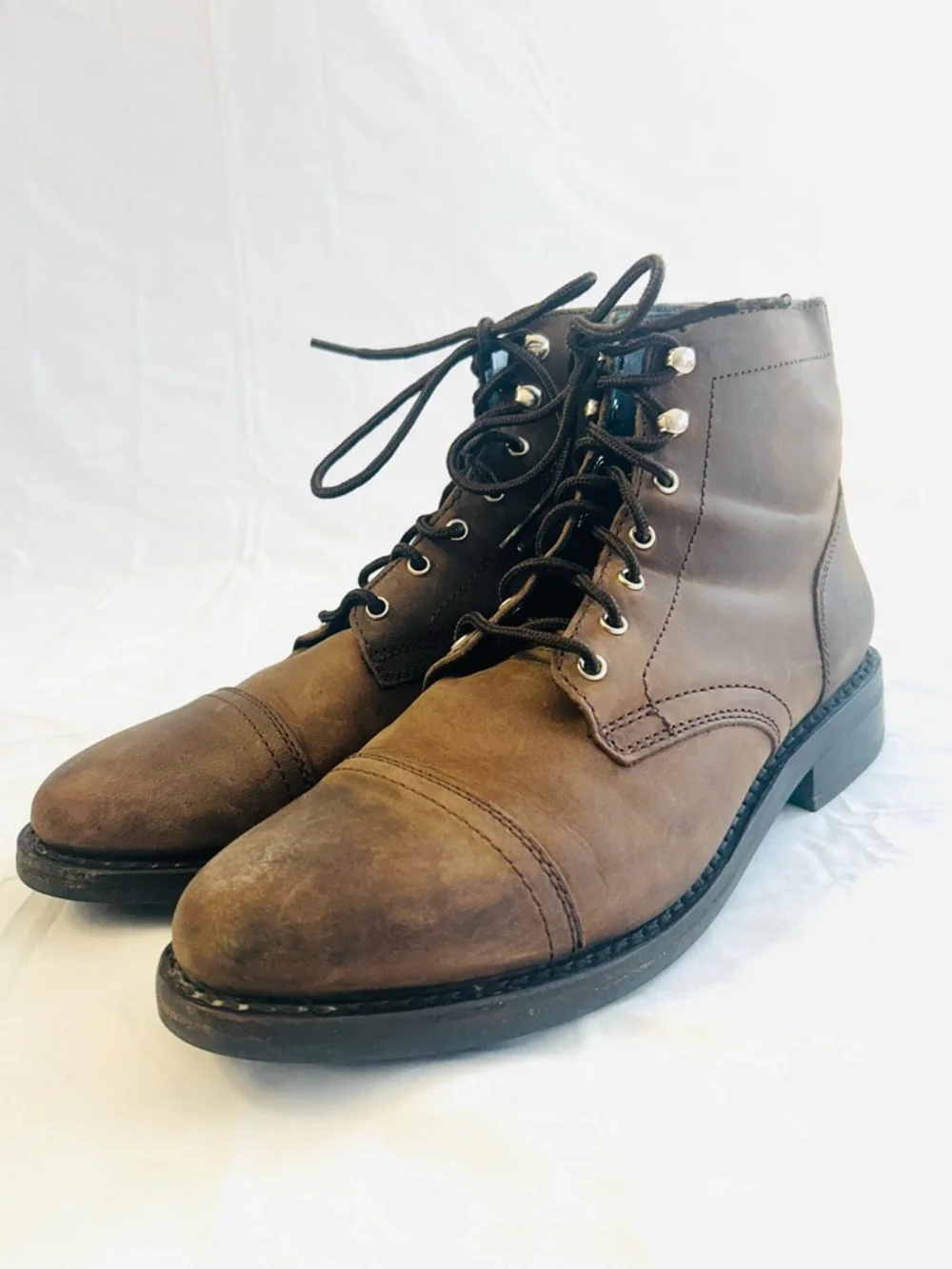 Thursday Boot Company Brown Leather Lace-Up Cap-Toe Boots